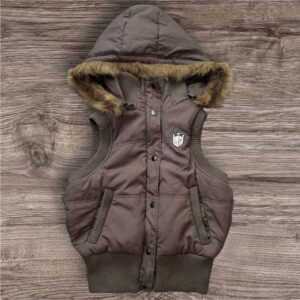 Y2K Glam Swag Brown Fur Hooded Zip Puffer грейка