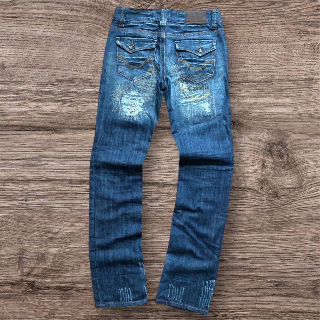 Vintage Y2K Roberto Cavalli Embroidered Distressed Denim дънки