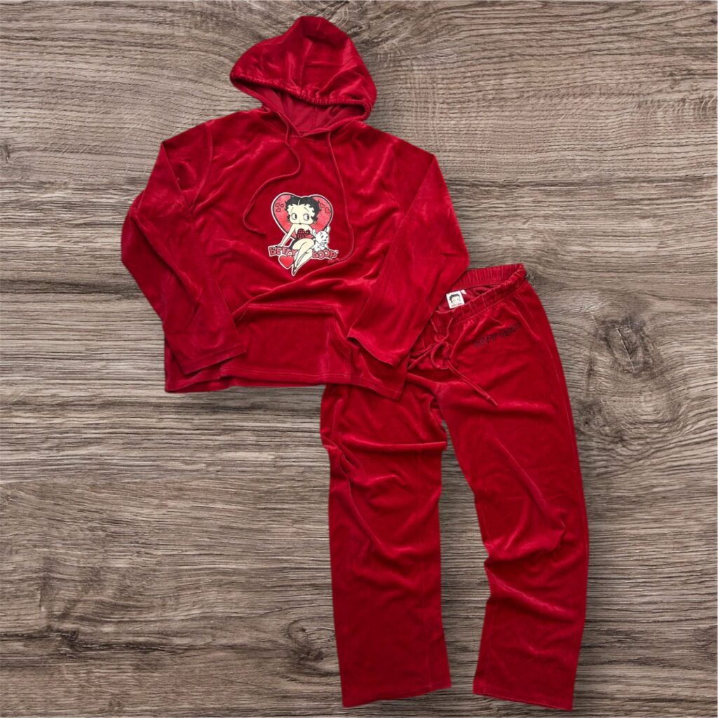 Y2K Swag Betty Boop Velour Tracksuit велурен екип комплект