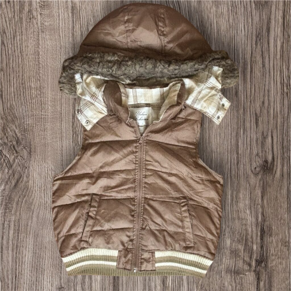 Y2K Glam Swag Brown Fur Hooded Zip Puffer грейка