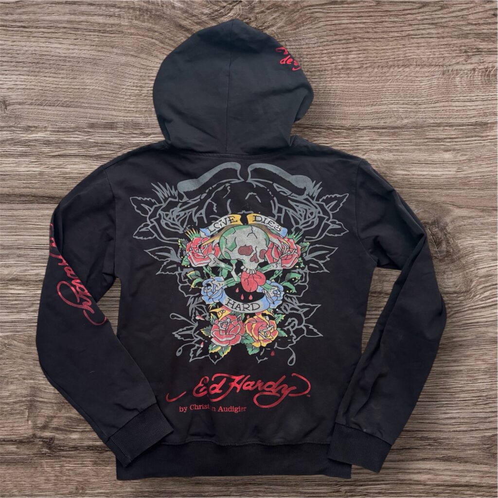 Vintage Y2K Ed Hardy Love Dies Hard Rhinestones Zip-up дамски суичър
