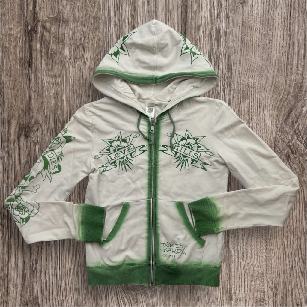Vintage Y2K Ed Hardy Love Kills Zip-up суичър